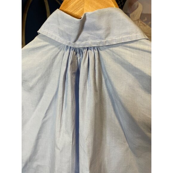 American Colors by Alex Lehr Blue V Neck Collared Long Sleeve Blouse Sz M - Picture 5 of 12